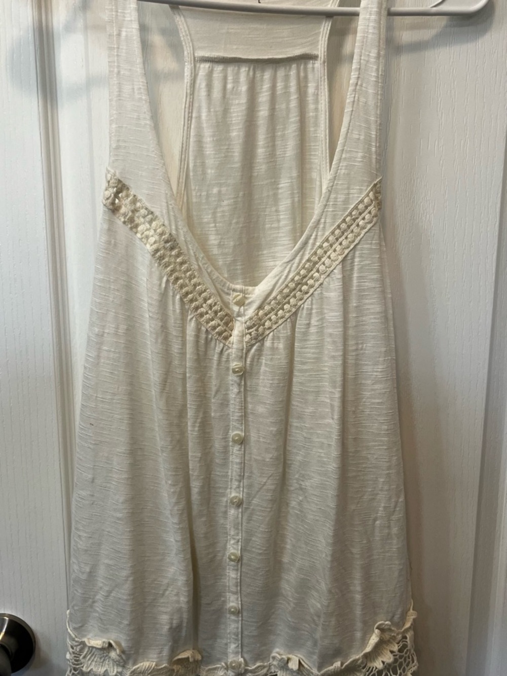Aeropostale lace hem tank top y2k flowy cream large